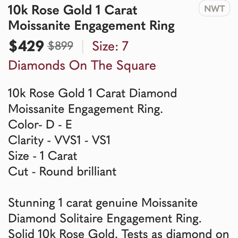 Stunning 10k Rose Gold Diamond - Picture 6 of 6